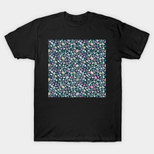 Rainy Spring. Quirky flowers floating in the dark puddle water T-Shirt